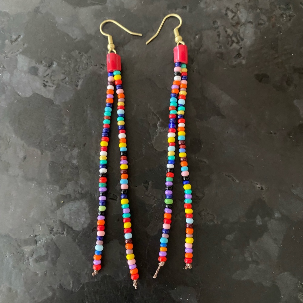 Boho hippie dangle and drop beaded earrings handmade!